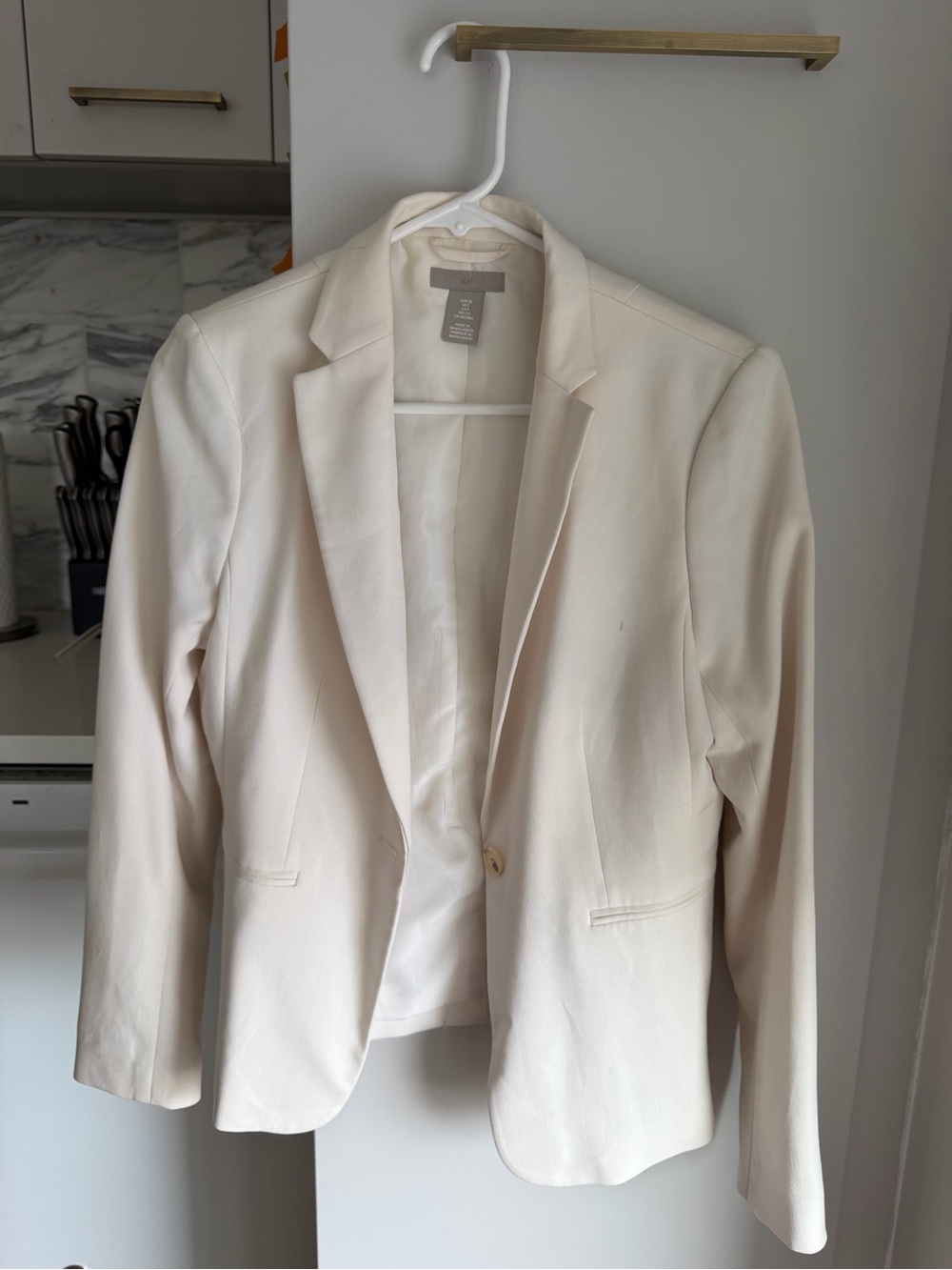 H&M Cream Single-Button Blazer - Classic Tailored Jacket